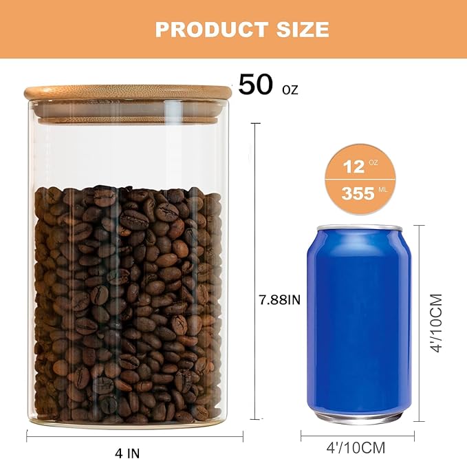 YUNCANG Glass Food Storage Jars 50oz - Image 2