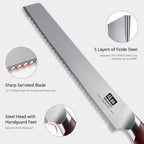 SHAN ZU Bread Knife 8 Inch, Japanese High Carbon 10Cr15Mov Stainless Steel Cake - Image 3