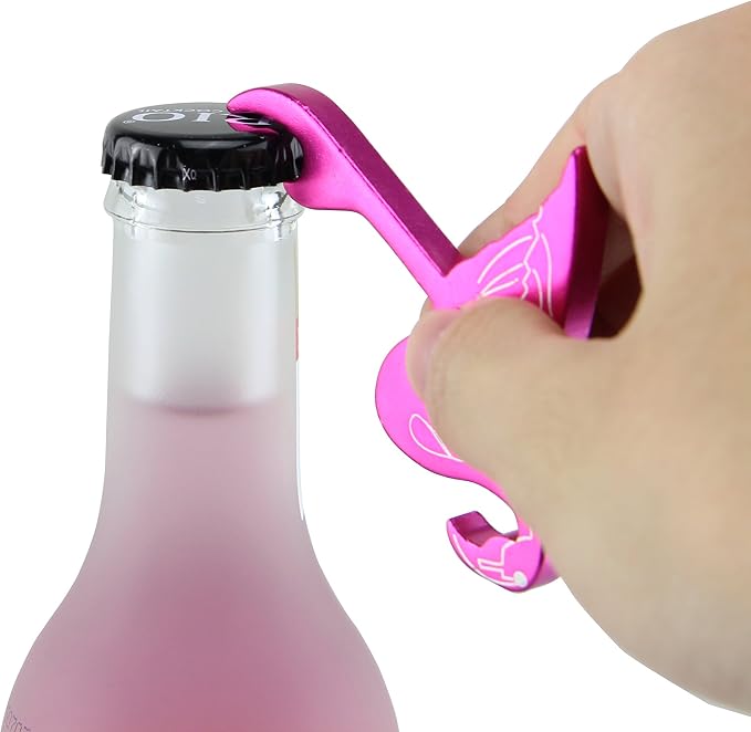 SWATOM Pink Flamingo Bottle Opener Keychain Beer Openers Tool Key Chain Ring - Image 2