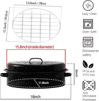 Oval Roasting Pan with Lid and Rack 18" Large Roaster Pan Set Comes With Lron - Image 2