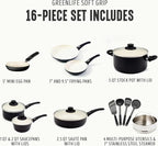 GreenLife 16 Piece Nonstick Cookware Set, Soft Grip Non-Toxic PFAS-Free Ceramic - Image 4