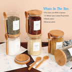 HHMJSM 6 Pcs Glass Jar with Bamboo Lid and Spoon - 17 oz Large Sugar Container - Image 2