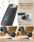 CIRCLE JOY Gravity Electric Salt and Pepper Grinder Set Rechargeable Automatic - Image 3