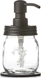12oz Mason Jar Black Soap and/or Lotion Dispenser by Industrial+Rewind