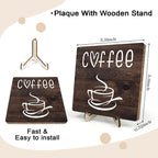 Coffee Bar Sign Plaque Decor, Coffee Bar Accessories, Rustic Wooden Tabletop - Image 2