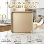 Dicunoy 3 Pack Baking Sheet Pans 11 Inches x 11 Inches, Nonstick Square Baking - Image 3