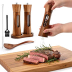 2Pack Wooden Salt and Pepper Grinder Set, 8-Inch Refillable Manual Salt and - Image 2