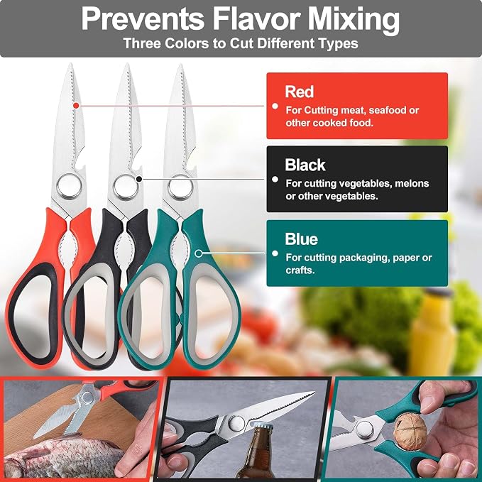 3-Pack Kitchen Scissor All Purpose Kitchen Shears Heavy Duty Scissors Stainless - Image 2