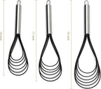 Flat Whisk Set, Stainless Steel 3 Pack 10''+11''+12'' Premium Sturdy-6 Silicone - Image 5