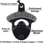 Rustproof Wall Mounted Beer Opener Black, Retro Post Mounted Soda Bottle Cap - Image 2