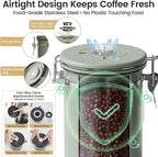 Veken Coffee Canister with Window, Airtight Stainless Steel Kitchen Food - Image 5