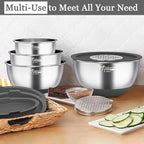 Wildone Mixing Bowls with Airtight Lids, 3 Grater Attachments, Measurement - Image 5