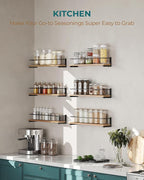 OROPY Spice Rack Wall Mounted, Rustic Wood Hanging Rack - Image 3
