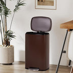 FDW | 13 Gallon Trash Can with Lid | Brown | Fingerprint-Proof | Made of - Image 2
