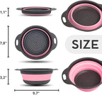 Pink Round Silicone Colander Collapsible – Foldable Kitchen Strainer Small - Image 2