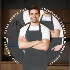 Adjustable Bib Apron 100% Polyester Kitchen Aprons Waterdrop Resistant Aprons - Image 4