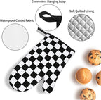 Checkered Black and White Plaid Oven Mitts and Pot Holders Set of 4, Heat - Image 6