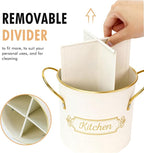 Kitchen Utensil Holder, 5.1" Metal Cooking Utensil Crock - Image 4