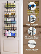 Delamu Over the Door Pantry Organizer, 6 Tier Pantry Door Organizer - Image 3
