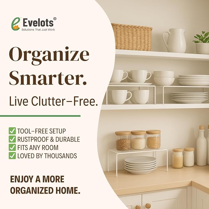 Evelots Kitchen Cabinet Wire Shelf Organizer/Rack - Image 8