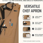Asaya Chef and BBQ Apron with Bottle Opener and Hand Towel - 10oz Cotton Canvas - Image 2