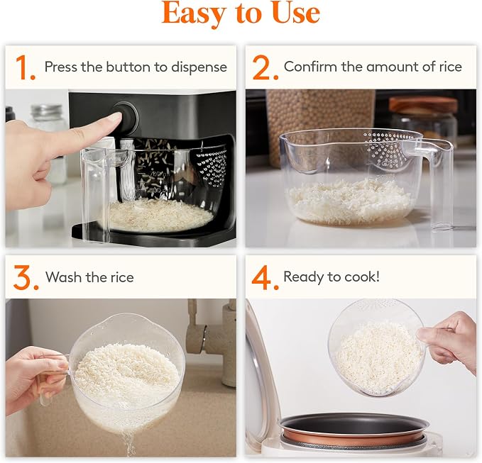 Lifewit Rice Dispenser 25 Lbs, Rice Storage Container Sealed Moisture Proof - Image 8