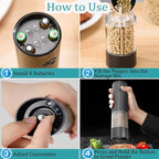 Electric Salt and Pepper Grinder Set, Automatic Salt Pepper Mill Grinder - Image 6