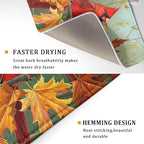 Giwawa Fall Birds Dish Drying Mat 18x24 Inch Autumn Maple Leaf Tree Dish - Image 3