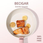 BECIGAR 8PCS Ceramic Cookware, Nonstick Ceramic Pan, Removable Handle Pots and - Image 7