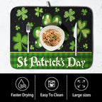 Happy St. Patrick's Day Kitchen Drying Mat Green Plaid Lucky Shamrock Clover - Image 4