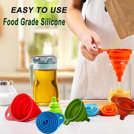 Kitchen Funnel Set of 6, Large Medium and Small, 2025 Upgrade Silicone Kitchen - Image 3