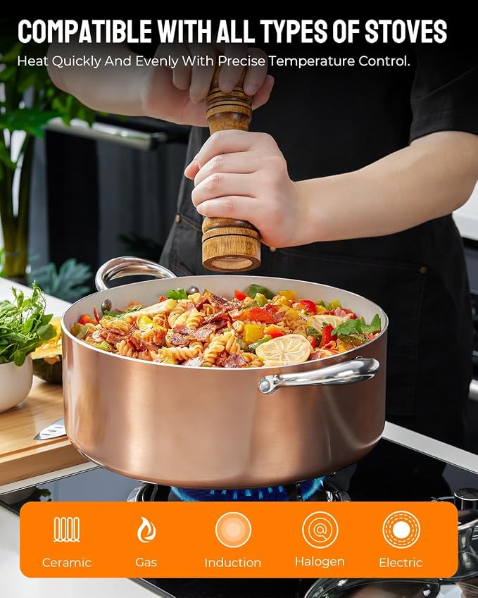 BEZIA Large 12 Quart Nonstick Cooking Pot - Image 5