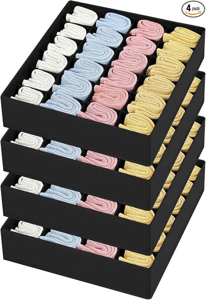 Joyoldelf Sock Drawer Organizer Divider Underwear Organizer 24-cell Fabric by APPRECIATELIFERELAXYOURSOUL