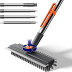 Small Floor Scrub Brush with Length Adjustable Long Handle, 3 in 1 Heavy-Duty by HelpX