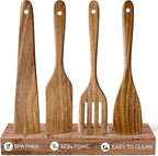 4 Pcs Acacia Wooden Spatula Set Non Toxic Kitchen Utensil Set Slotted Turner by Ayiaren
