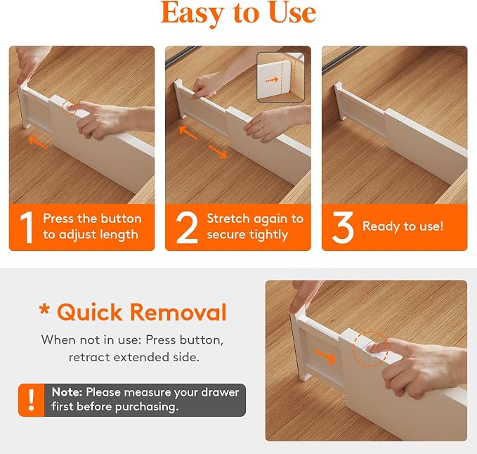 Lifewit 5 Pack 5" High Drawer Dividers 34-56cm/13.5-22" Adjustable Drawer - Image 3