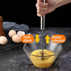 3 Pack Stainless Steel Egg Whisk, Hand Push Rotary Whisk Blender, Versatile - Image 3
