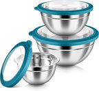 HaWare Mixing Bowls with Airtight Clear Lids, 6-Piece Stainless Steel Strong by HaWare