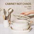 BECIGAR 23PCS Ceramic Pots and Pans Set, Removable Handle Pots and Pans Set - Image 3