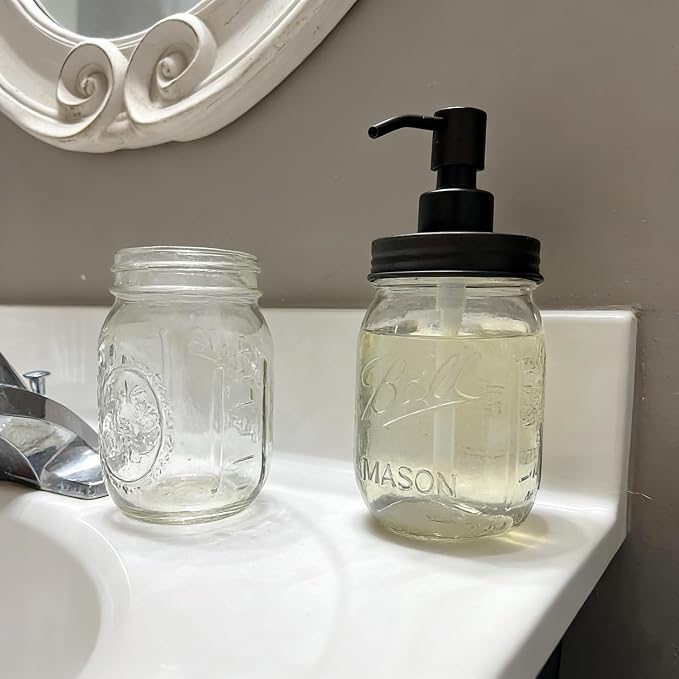 Amolliar Mason Jar Liquid Soap Dispenser Lid, 304 Stainless Steel Pump Lid - Image 6