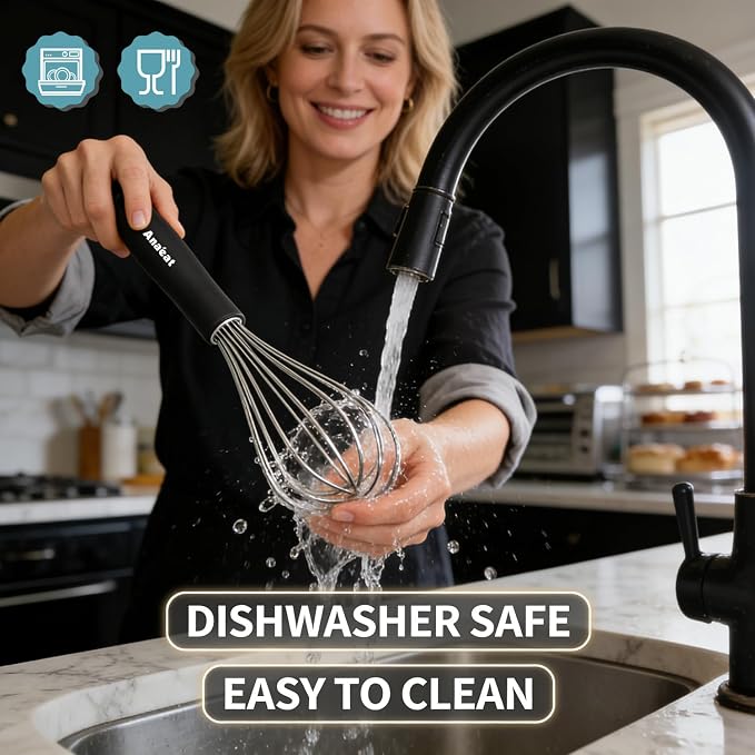 Anaeat Stainless Steel Kitchen Whisk Set of 4, Milk and Egg Beater Blender - Image 8