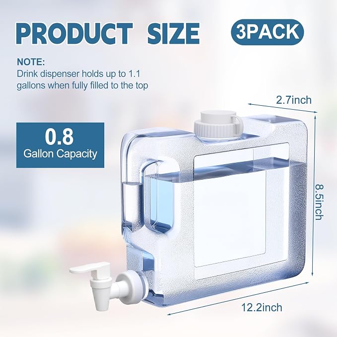 Funnymoom 3 Pack 0. 8 Gallon Fridge Water Dispensers Bottle - Image 2