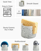 Zoeeker Kitchen Sink Sponge Holder, Dish Sponge Rack Ceramic Brush Holder - Image 2