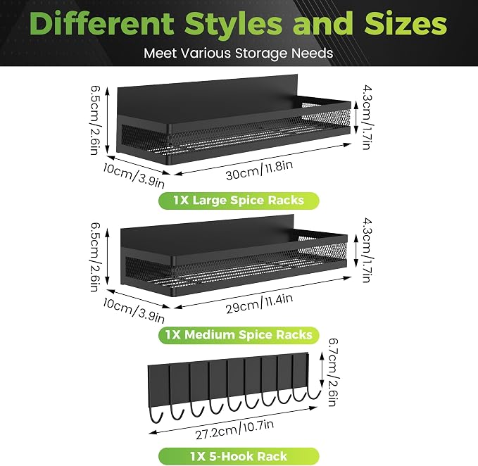 3 Pack Strong Magnetic Spice Rack - Image 2