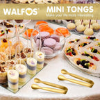 Walfos Small Gold Tongs For Serving, Food Grade Stainless Steel 4" Mini Tongs - Image 4