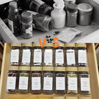 Spice Drawer Organizer with 28 Bamboo-lidded Spice Jars and 216 Labels - Image 8