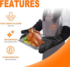 Extra Long Silicone Oven Mitts, Heat Resistant Oven Gloves - Image 4