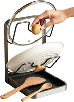 Pot Lid Holder Organizer, Carbon Steel Kitchen Pot Lid Rack by amader