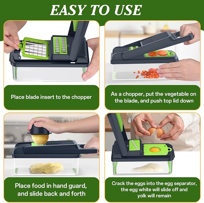 HomeHacks Vegetable Chopper Vegetable Cutter, 15 in 1 Kitchen Gadget, Onion - Image 6