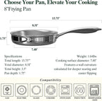 Umite Chef 5 Ply Stainless Steel Frying Pan 8 inch, Non Toxic Professional - Image 2